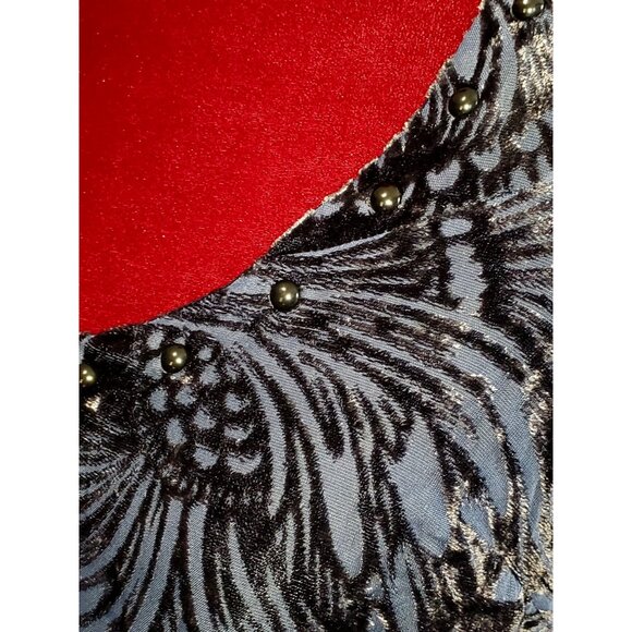 Free People Ellie Burnout Blue Velvet Sleeveless Boho Mini Dress Sz S 1284 - Picture 3 of 10